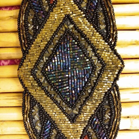 EUC VINTAGE MAJID Unique Glass Beaded Multicolored Diamond Patterned Belt 32-34 - Picture 12 of 13
